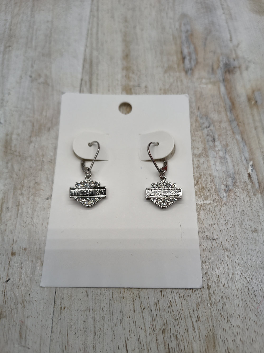Silver-Tone Harley Davidson Shield Drop Earrings - Women Jewelry
